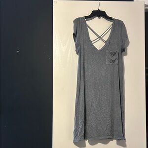American Eagle Outfitters heathered blue Crisscross Back Tee shirt dress